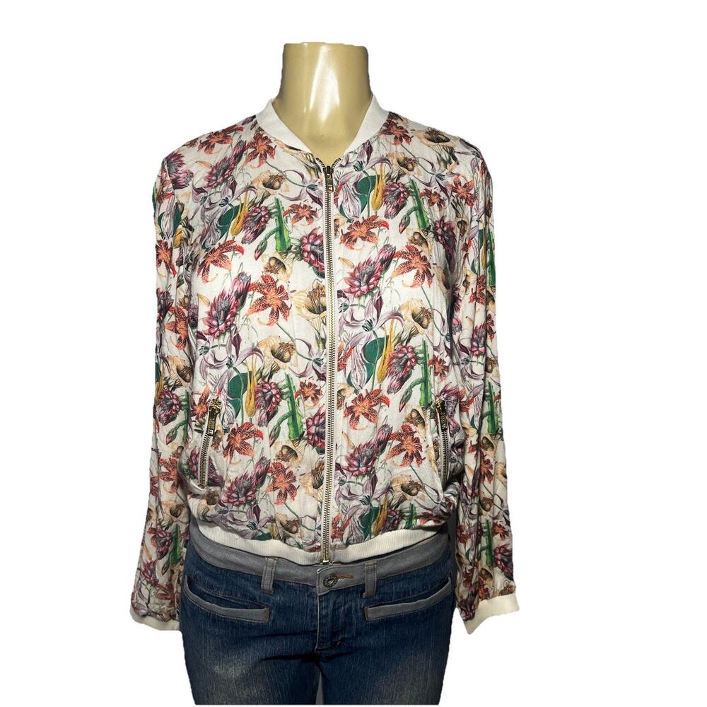 Beach Riot Babe Bomber Lightweight Jacket Women's Size XS‎ S Floral Relaxed